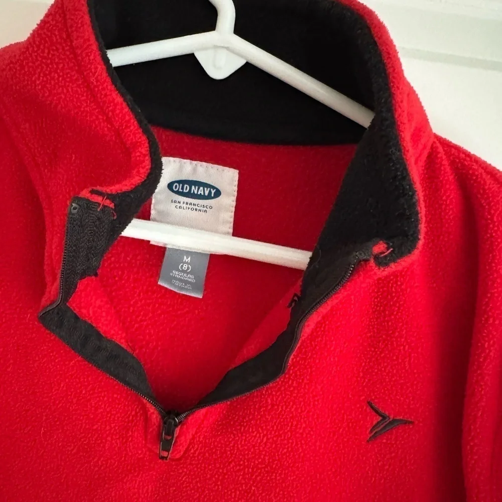 Old Navy Kids Red Fleece 1/4 Zip Pullover Warm Outdoor Hiking Layer Size 8